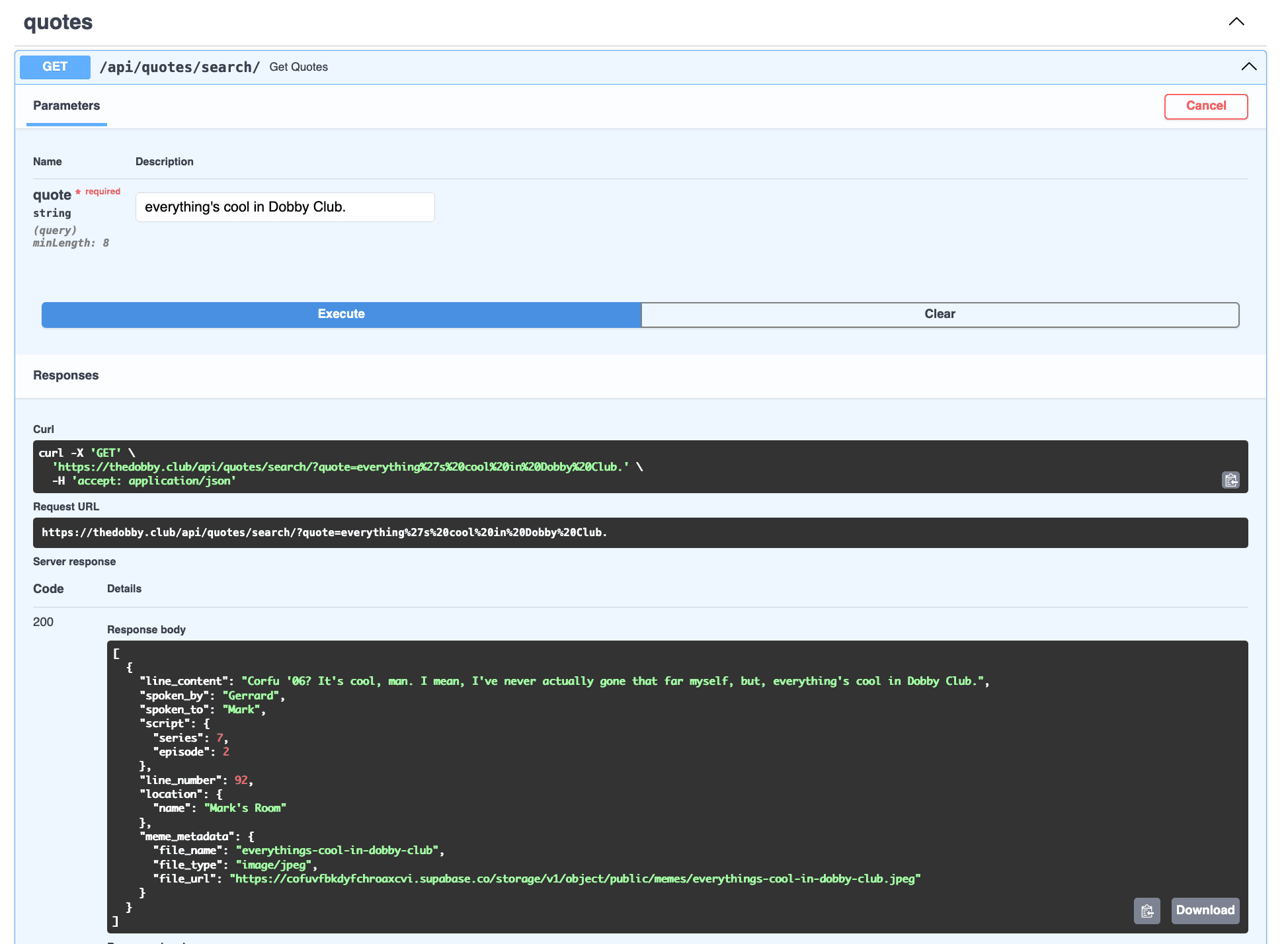 The Dobby Club API. — image 1